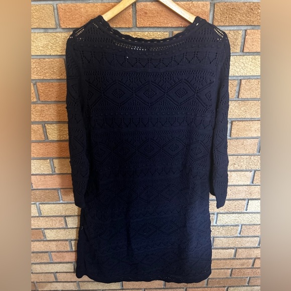 NWT Talbots Navy Blue Crochet Sweater Dress Size XL - Picture 4 of 7